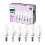 Multipack 6x Philips Bulb LED E14 Candle Frosted 5W 470lm - 827 Extra Warm White